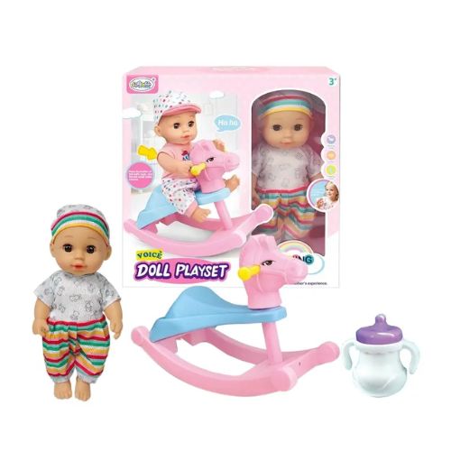 12" Dolls Set With Rocking Horse Toys